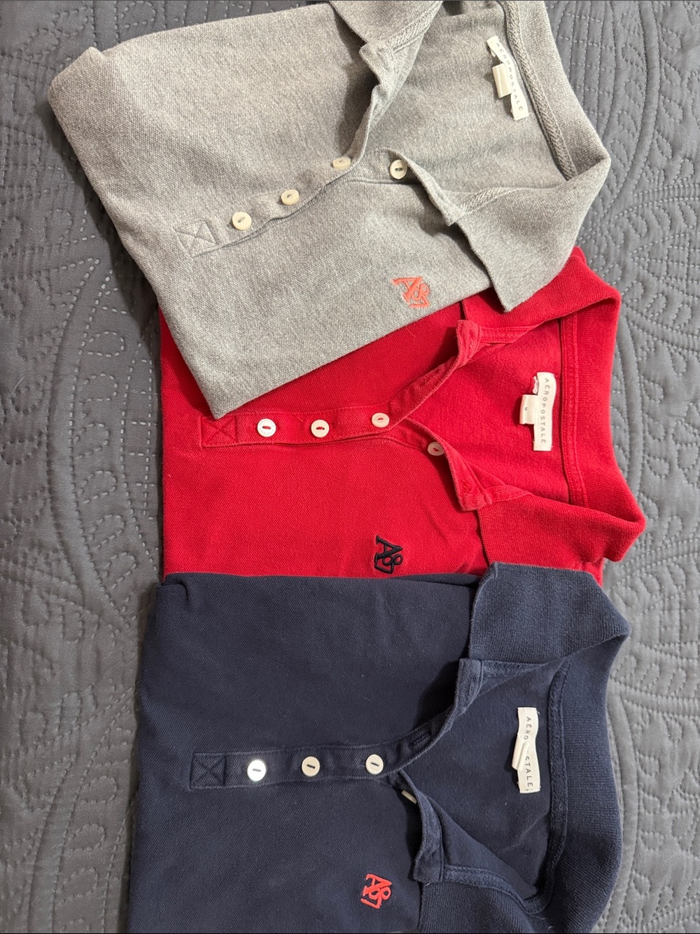 Aeropostale kids Red, Gray & Navy Polo Trio